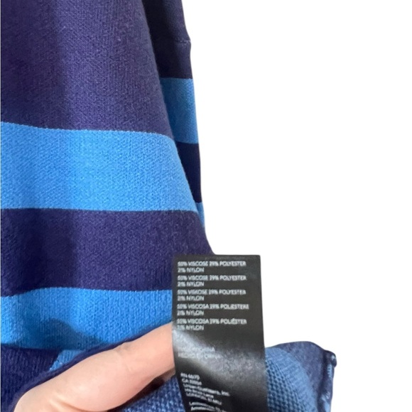 Anthropologie Maeve Carys Blue Striped Mockneck - Picture 3 of 7